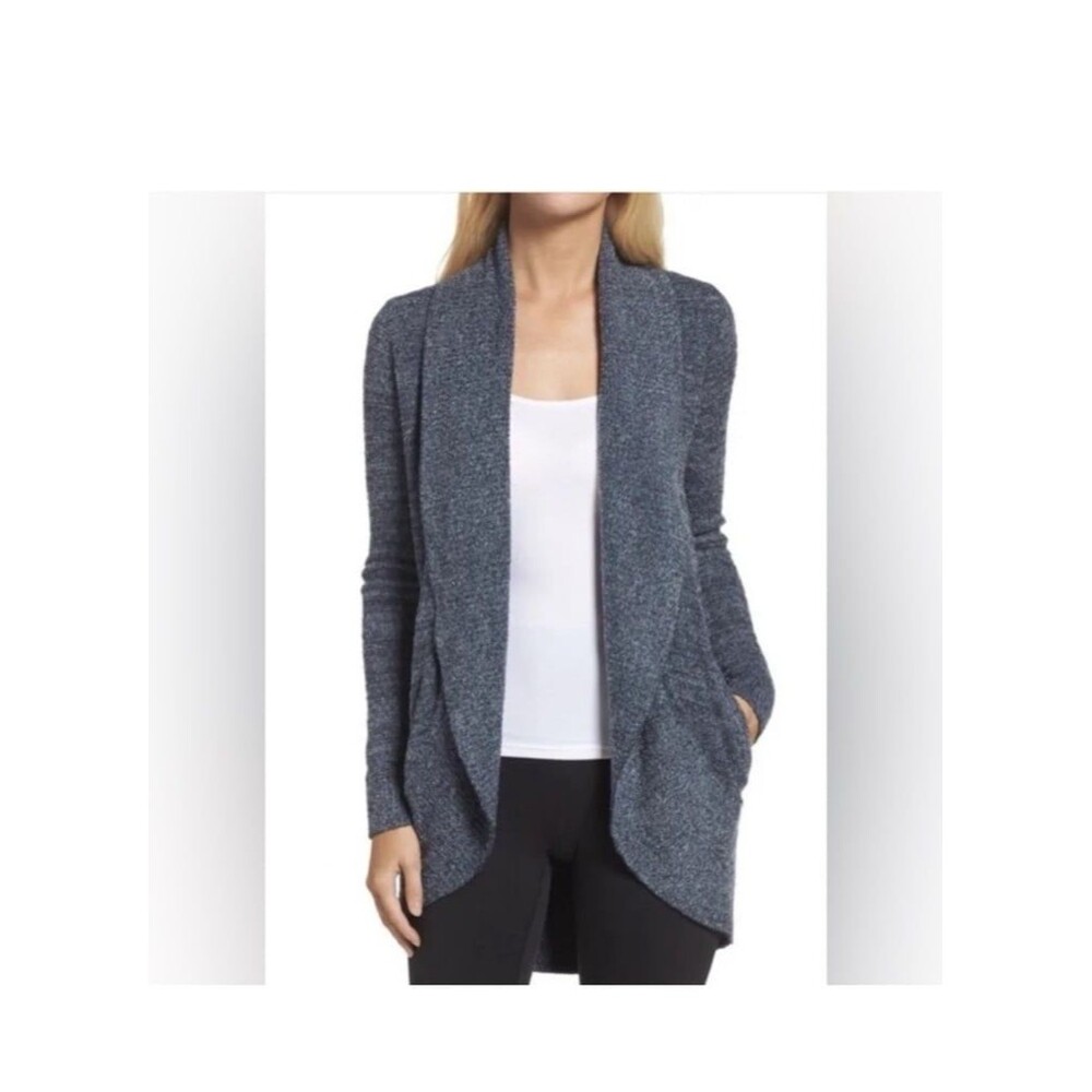 Barefoot dreams size medium M cozychic blue gray cardigan sweater